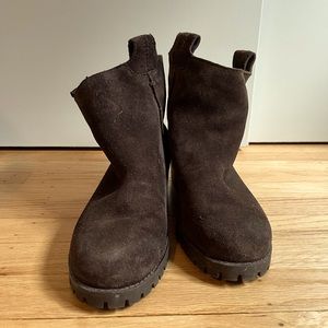 Splendid brown ankle boots, suede with faux fur/sherpa lining